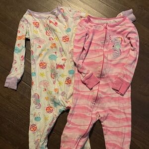 Kids One Piece Pajamas - Pink and White